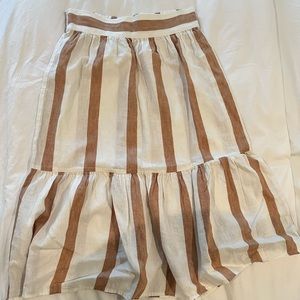 NWT Madewell tan/white striped midi skirt